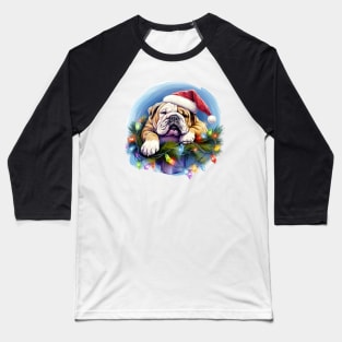 Lazy Bulldog at Christmas Baseball T-Shirt